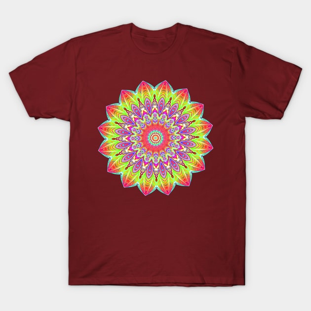 Psychedelic Neon Mandala T-Shirt by rebeccawangart